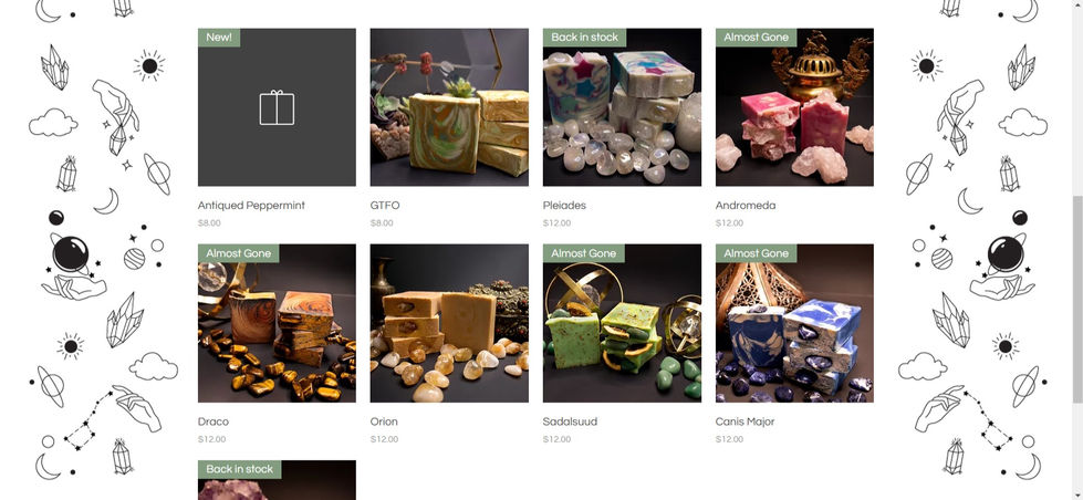 Shop Page for Celestial Suds