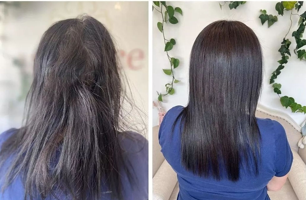 Straight dark brown sleek hair