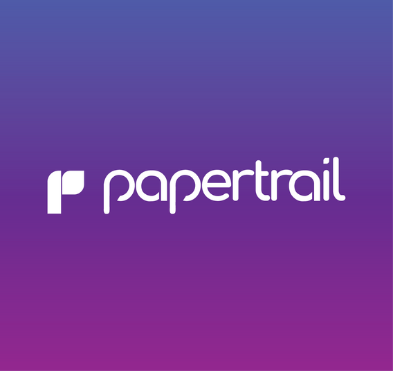 purple gradient with white modern logo