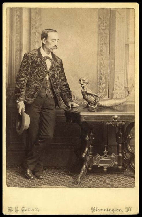 Thomas J. Garrett, Man Examining a "Fiji Mermaid", c. 1870–1880.