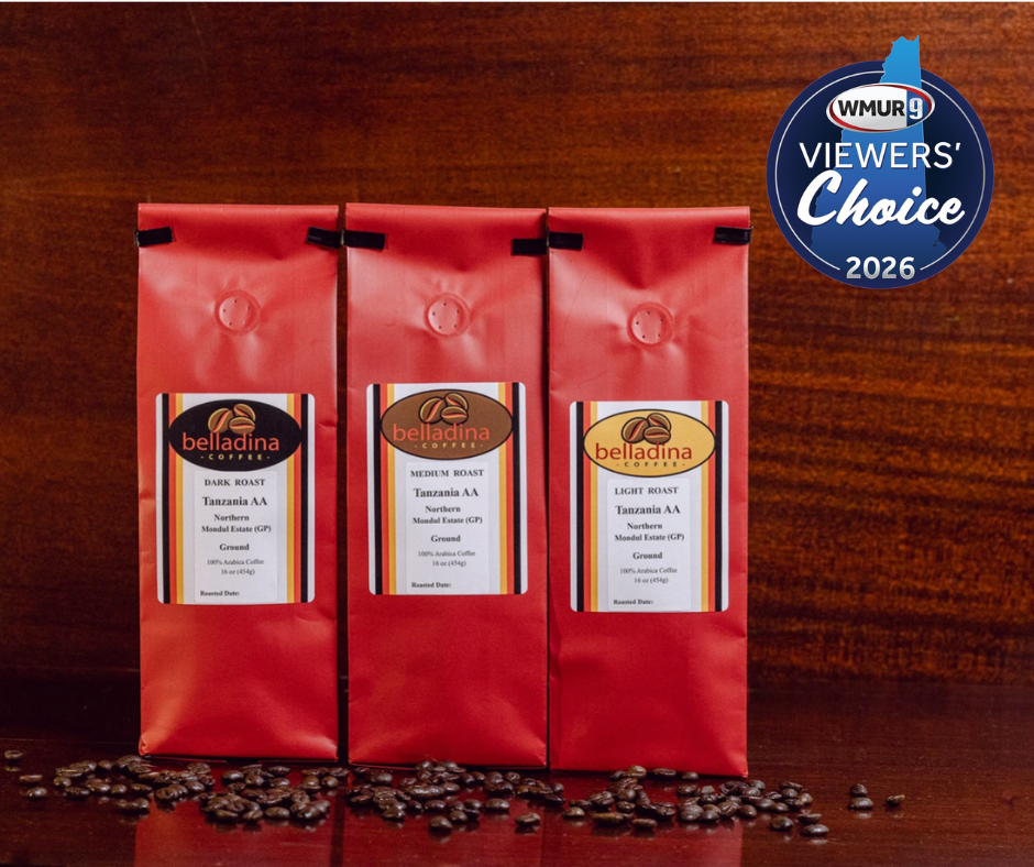 Bags of coffee with WMUR Choice Award Logo