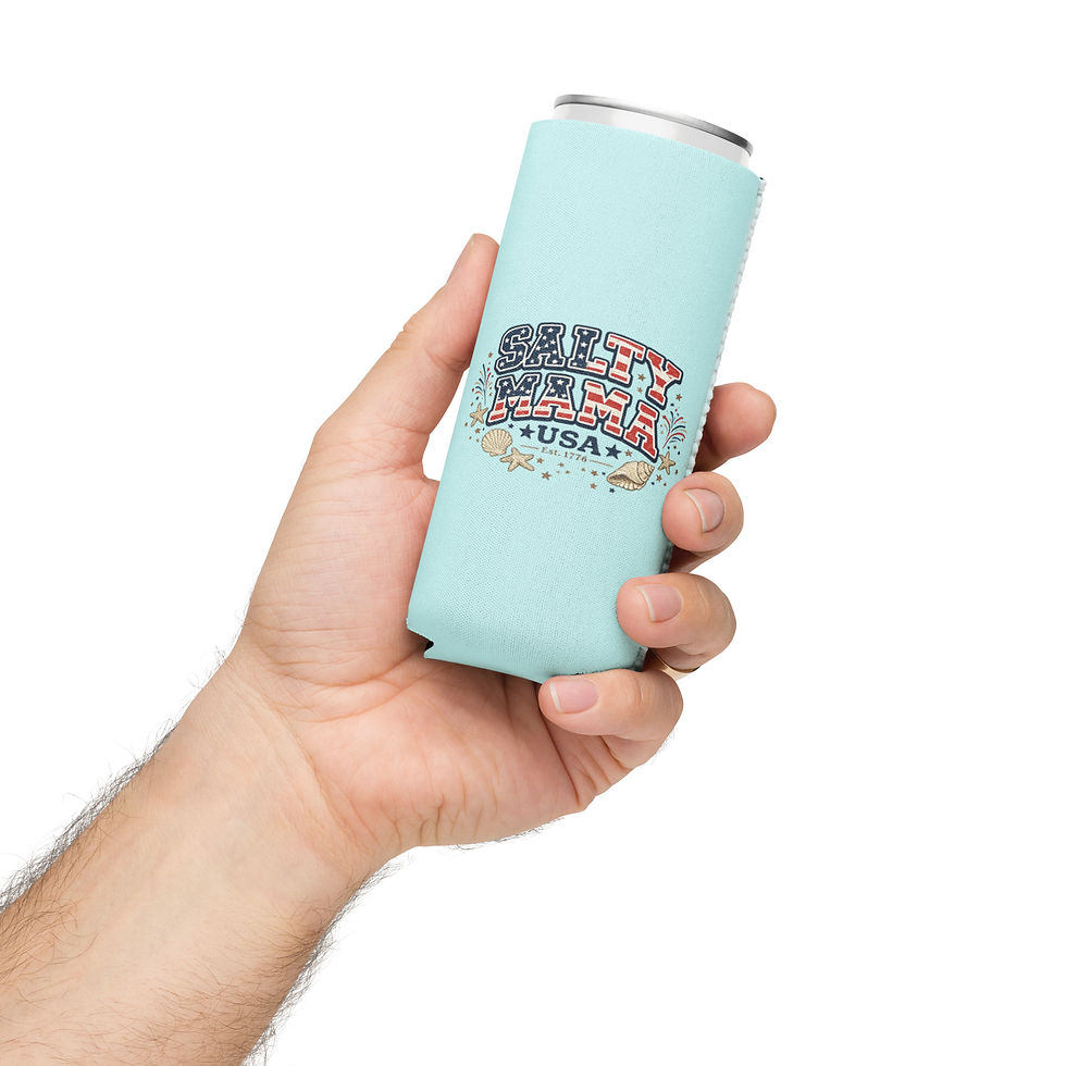 Thumbnail: Salty Mama Patriotic Can Cooler in Light Blue
