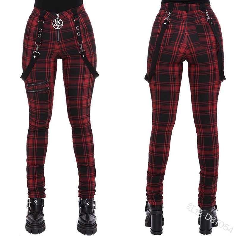 Thumbnail: 2021 New Amazon Wish Fashion Casual Plaid Pants Zipper Decorative Overalls Cros