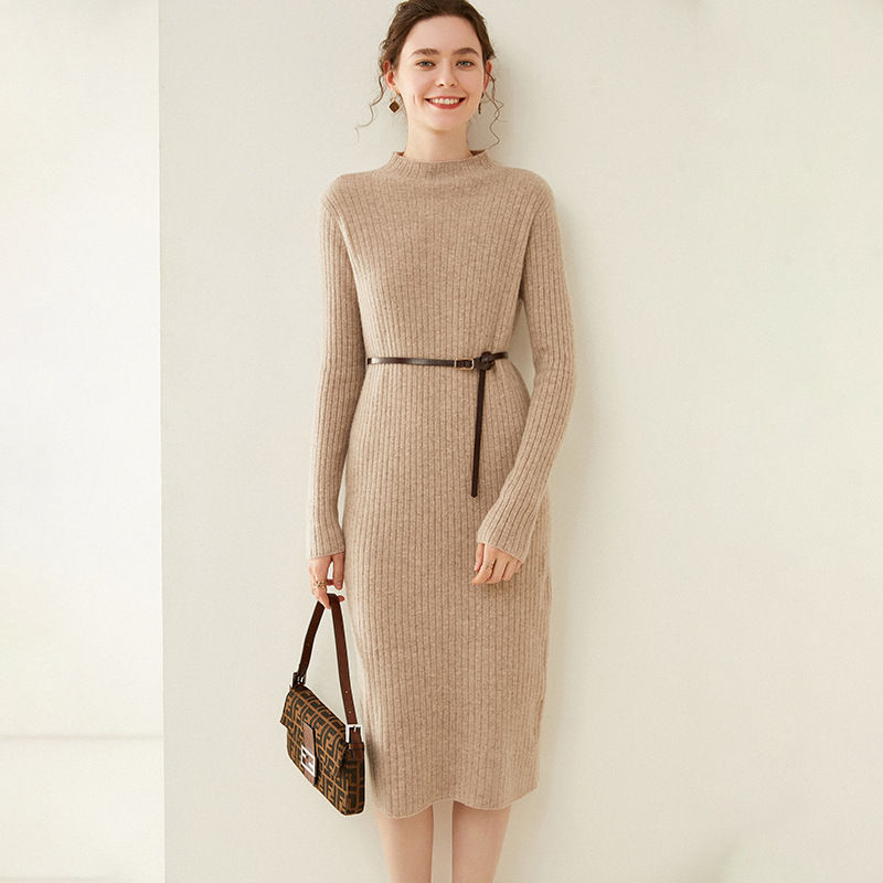 Thumbnail: Half Turtleneck Knitted Wool Dress Women's 2021 Autumn And Winter Slim Bottomin