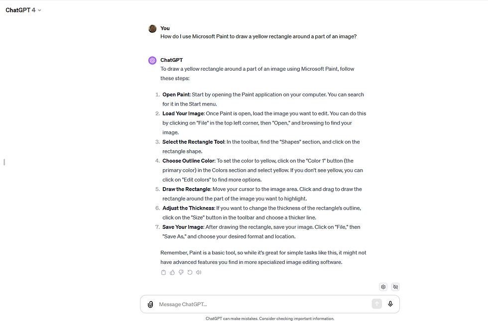 Asking ChatGPT for help using a software tool