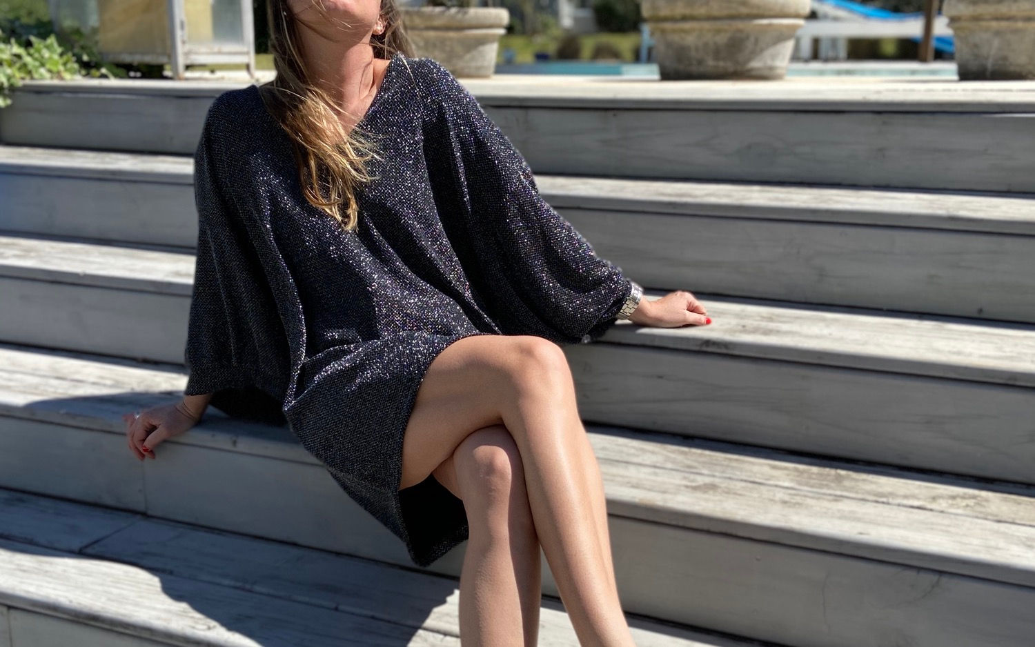 Túnica de lurex manga globo