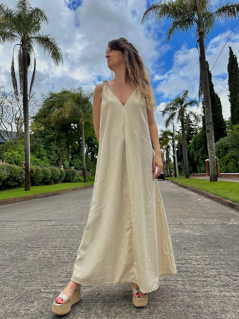 Miniatura: Vestido NÁPOLES lino Lurex oversize 