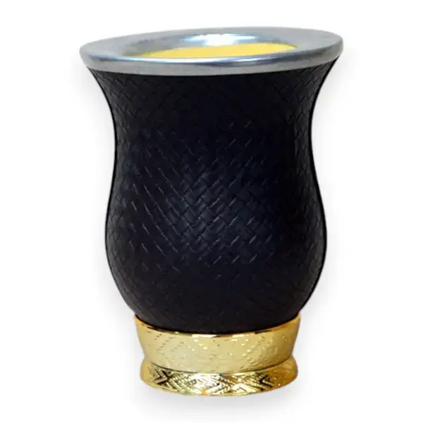 Cuia campeirinha (sem tapa erva) TRANÇADO PRETO - pé dourado