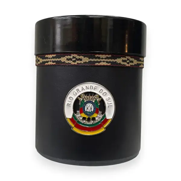 Pote simples forrado PRETO  - RS redondo colorido - fita pampa