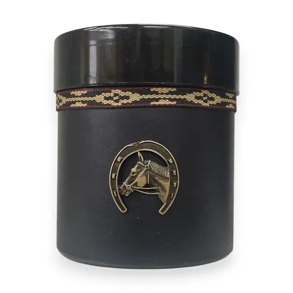 Pote simples forrado PRETO - cavalo e ferradura - fita pampa