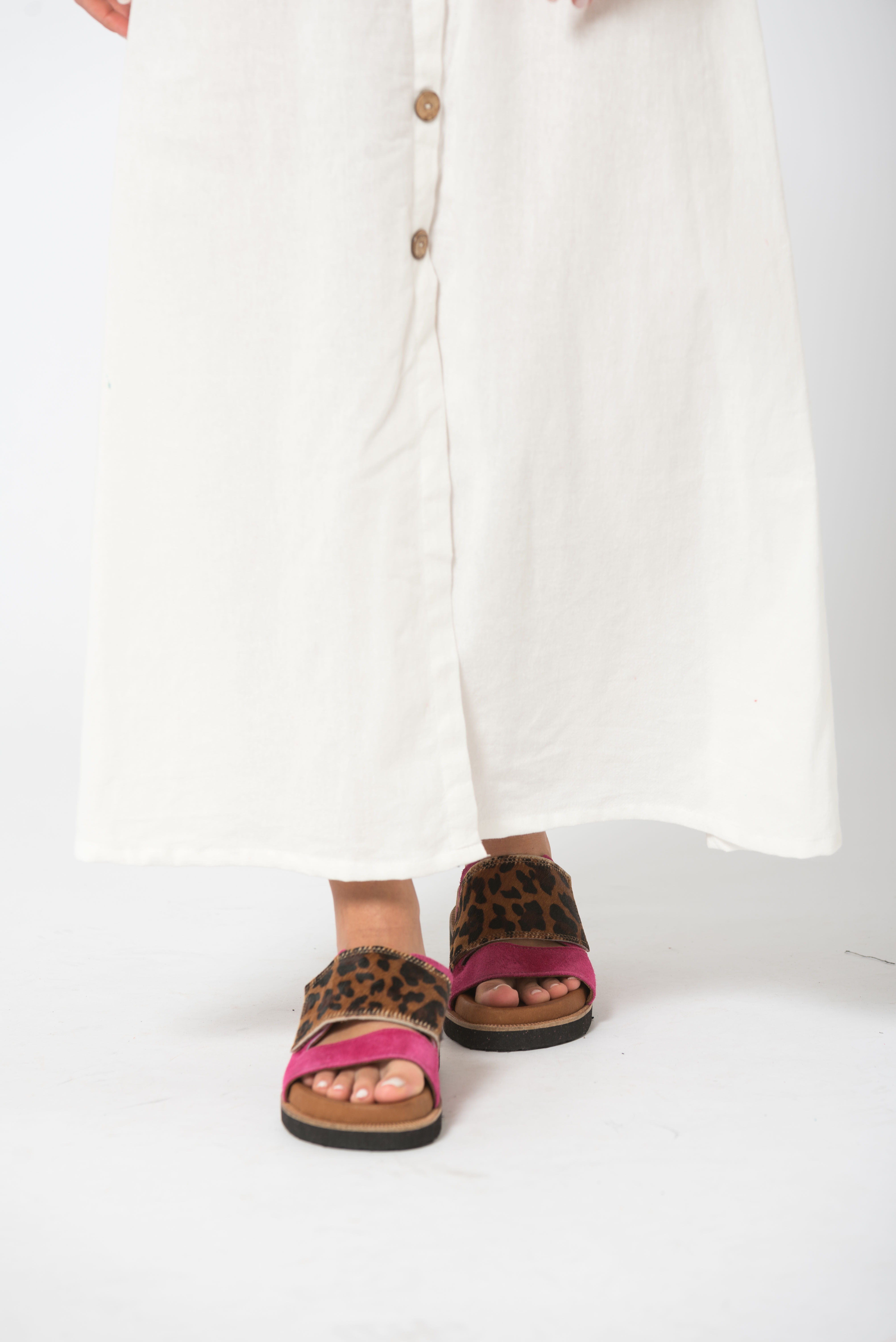 Sandalia ROMA fucsia & print (pre venta)