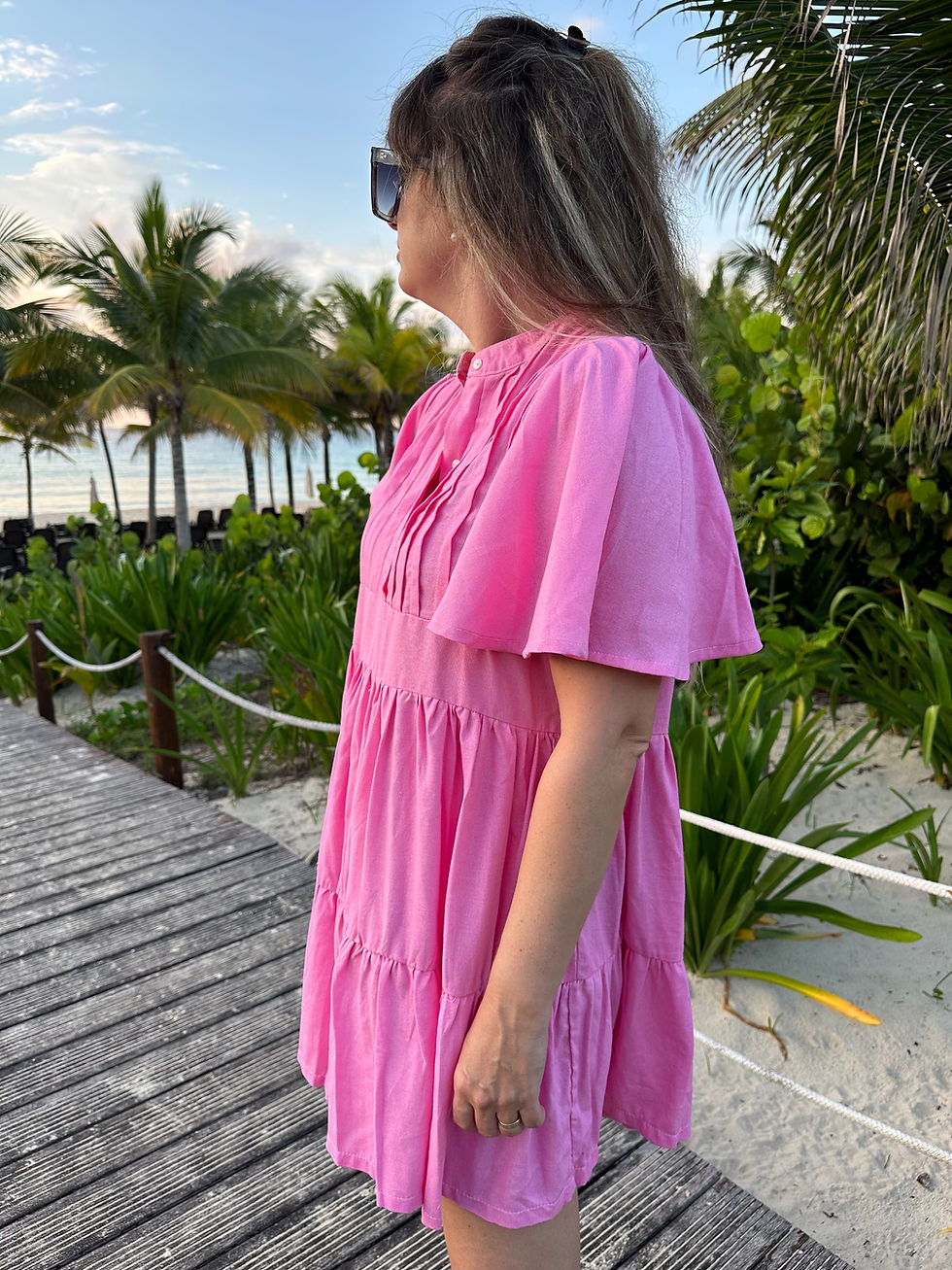 Miniatura: Vestido HELENA lino con tablas y manga volado (sin cambio)