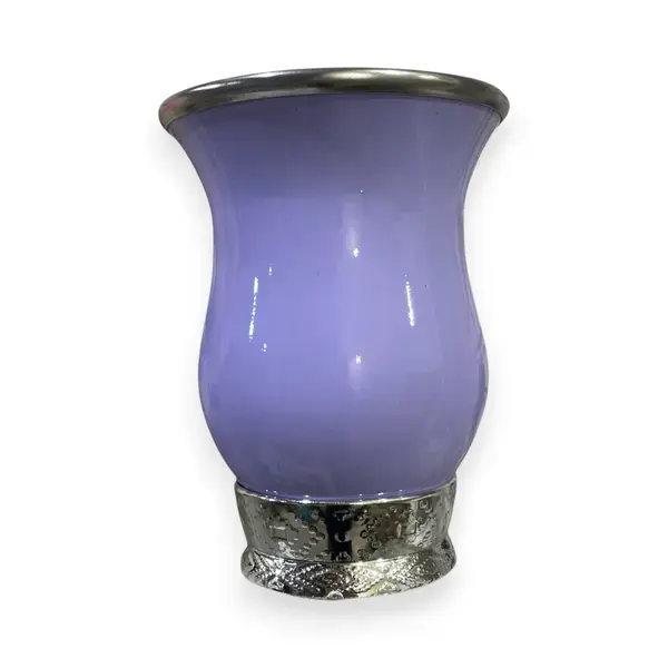 Cuia campeirinha pintada LILAS - pé prateado
