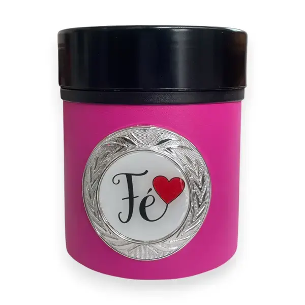 Pote simples forrado PINK com medalha sortida - fita preta