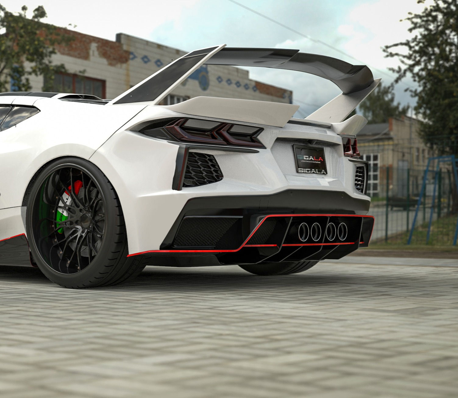 2020+ Corvette C8 Widebody RR High Rise Wing (3 pcs)