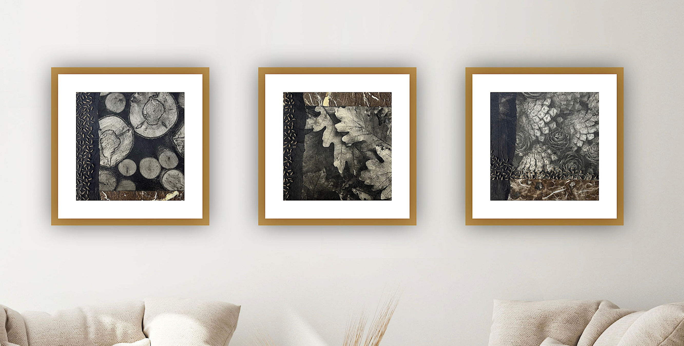 The Fall Set - 12inch x 12 inch original collage - Ready to frame
