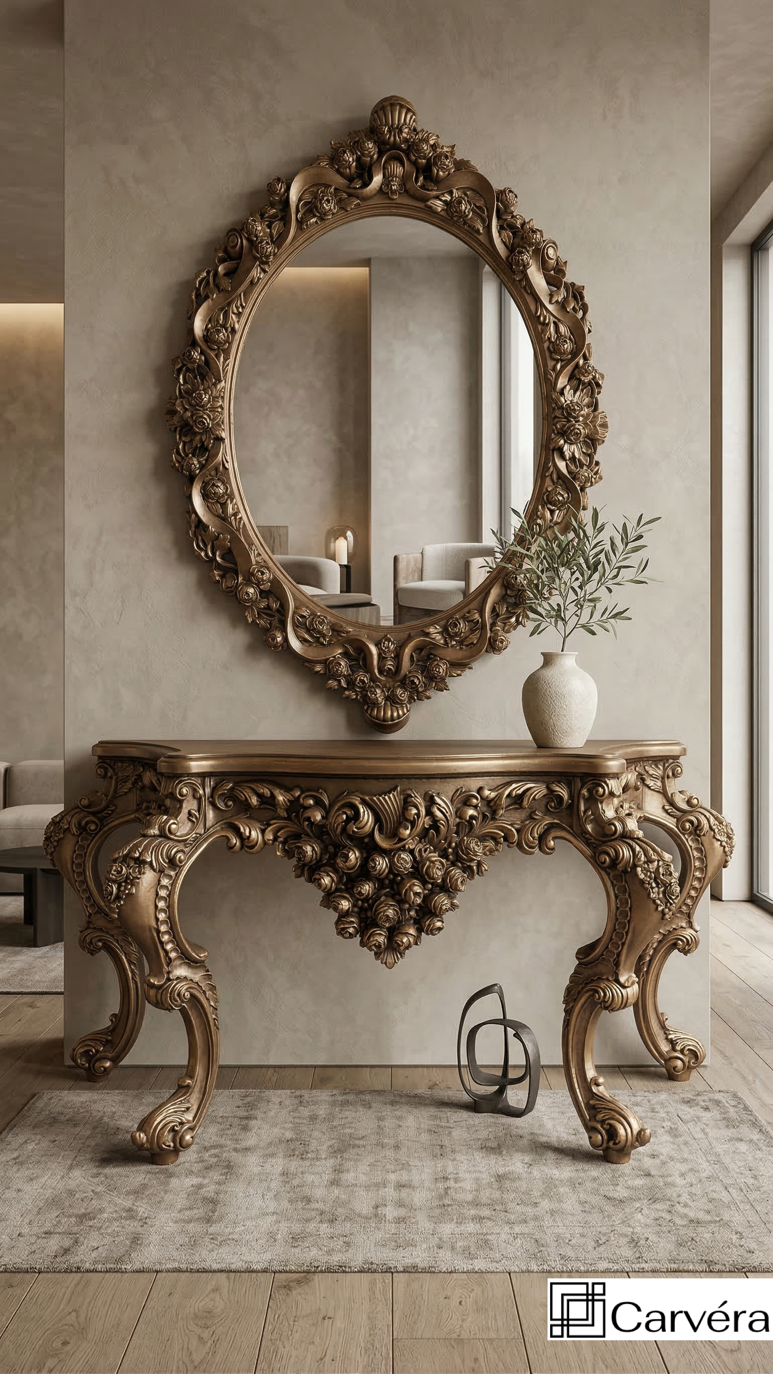 Classic Baroque console and mirror set