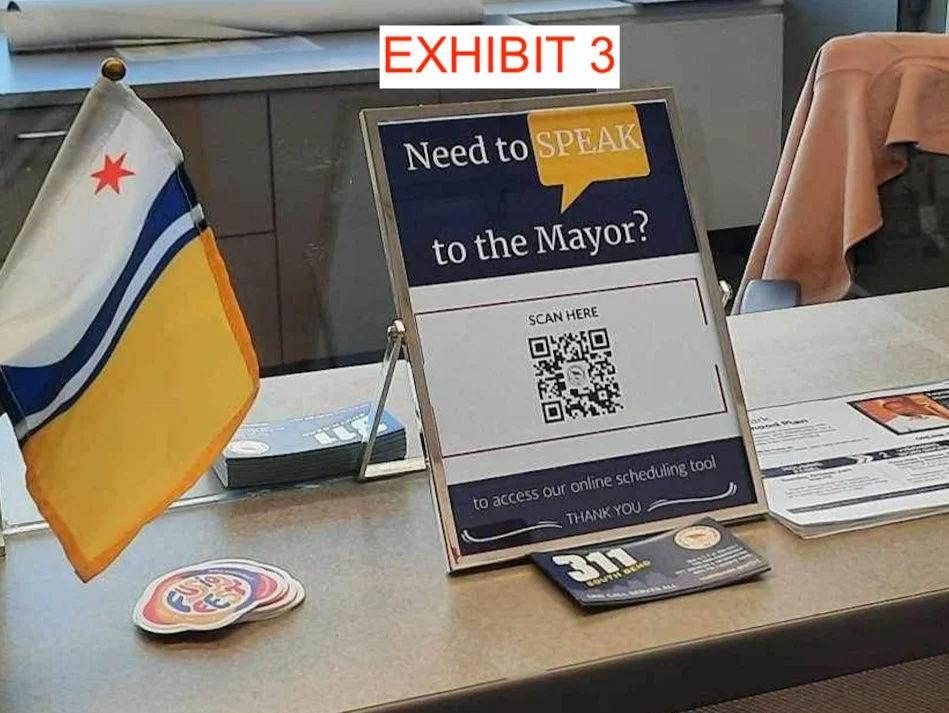 Sign displayed in the Mayor's office the day Micou removed Foster for attempting to schedule his meeting.