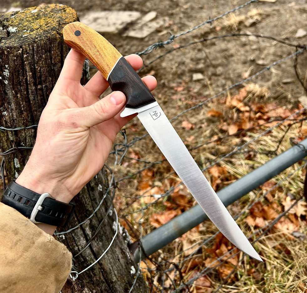 Stainless Satin Blade - Hedge/Wenge w/ White Spacer Handle