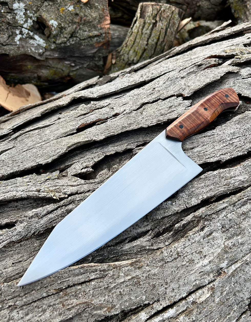 Stainless Satin Blade - Curly Koa Handle