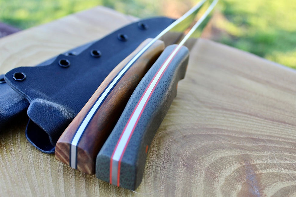 Stainless Satin Blade - Green Burlap Micarta w/ Orange Spacer & Hedge /w Black Spacer