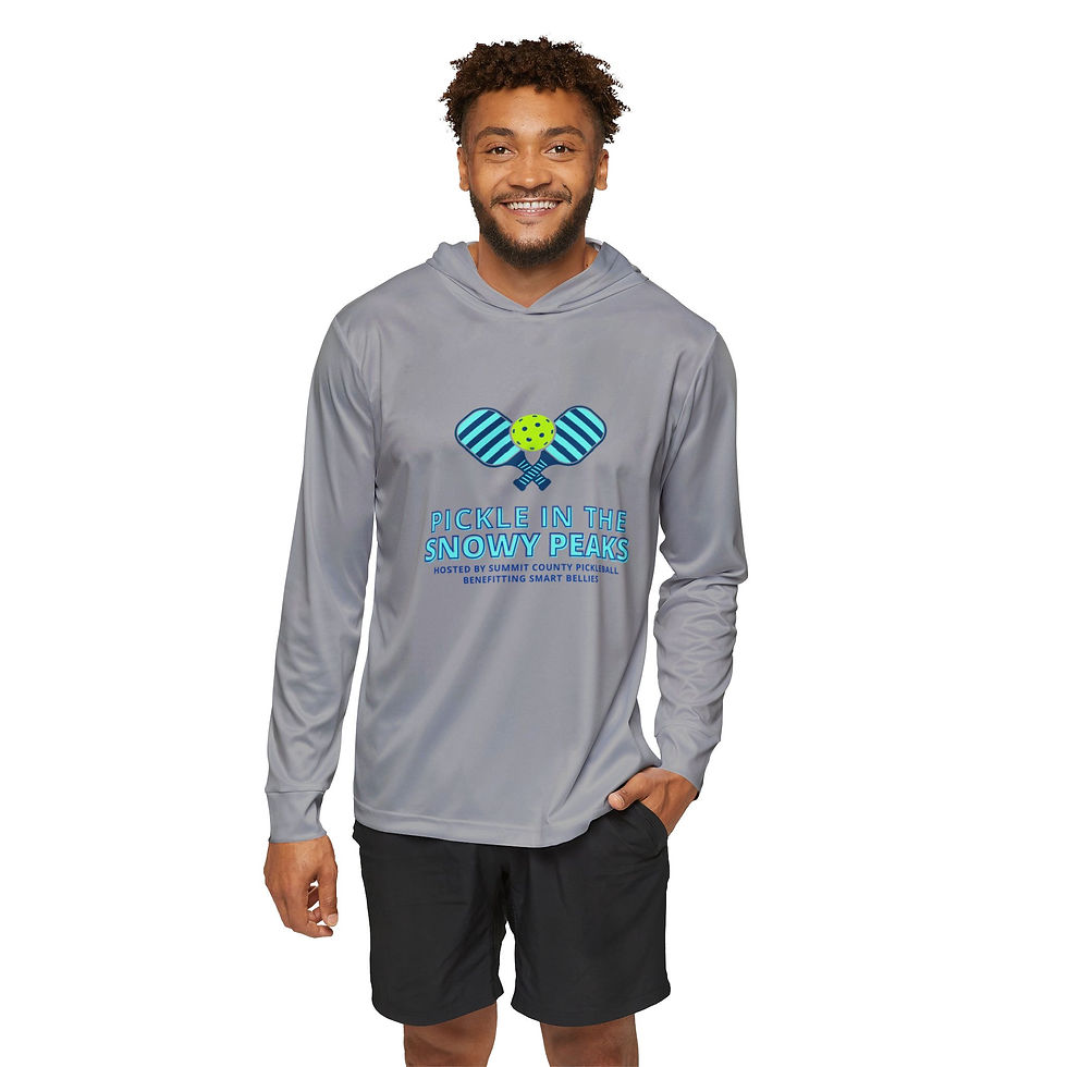 Thumbnail: Men's Sports Hoodie - 'Pickle in the Snowy Peaks' Design for Active Lifestyle
