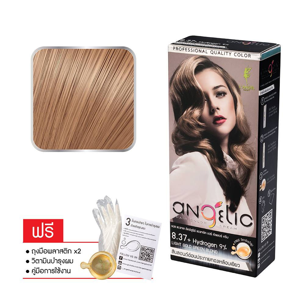 L'ANGEL angelic8.37 สีบลอนด์อ่อนประกายทองเหลือบเขียว