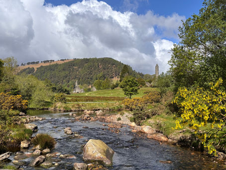 river and ruins at Glendalough, Ireland