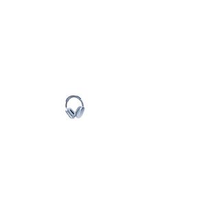 Pete the Wizard Logo slanted upwards between bars with headphones above the letter "I"