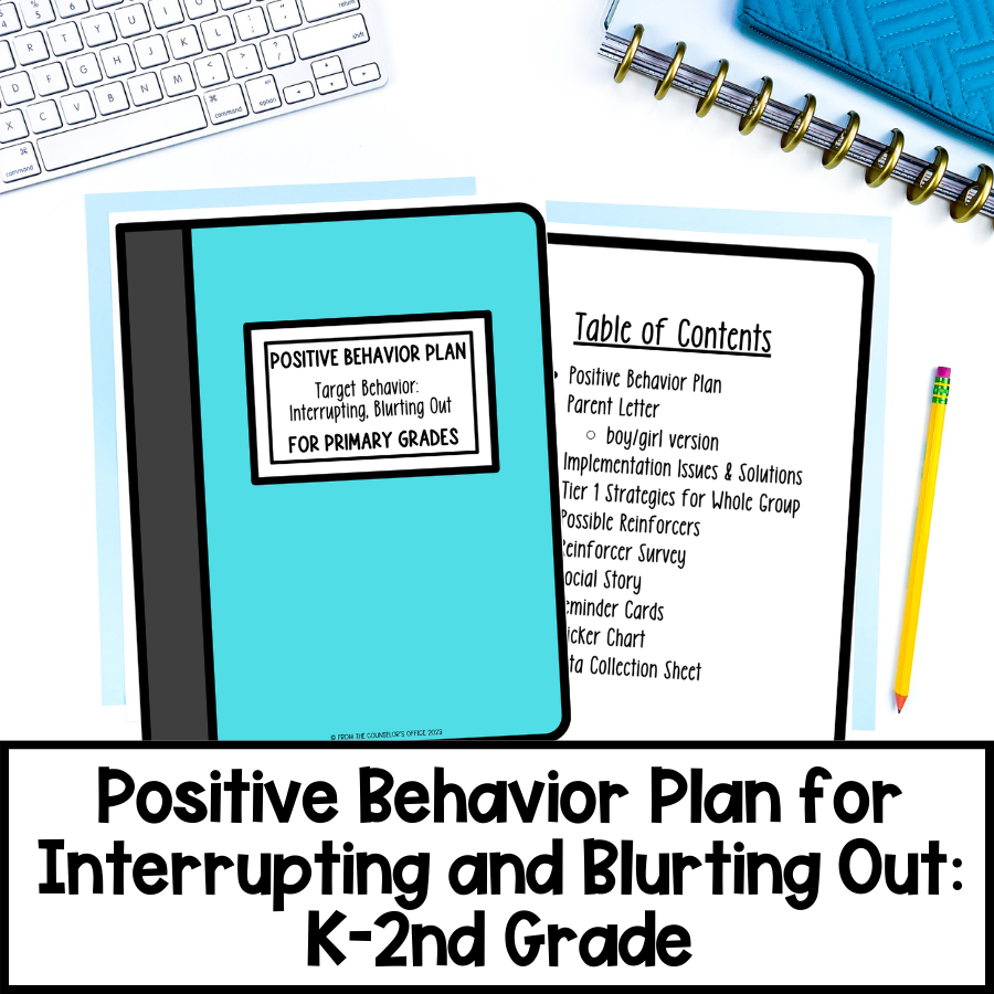 Positive Behavior Plan: Interrupting and Blurting Out for K-2nd graders