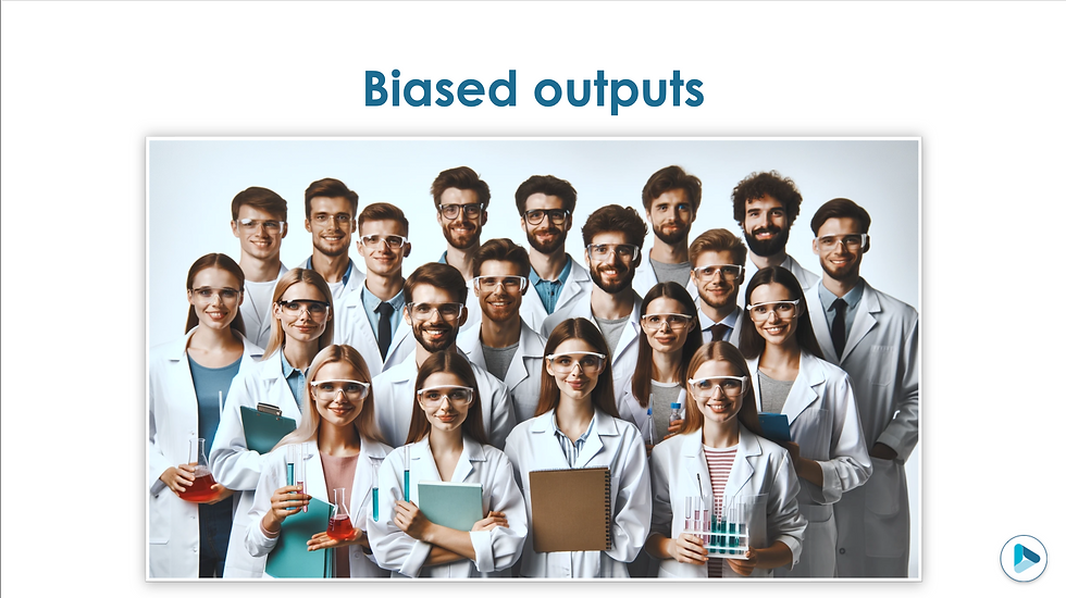 A group of predominantly light-skinned young scientists wearing lab coats and safety glasses, holding lab equipment such as test tubes and clipboards.