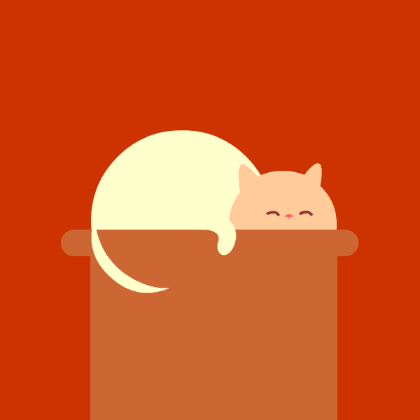 Animation showing a smooth vector-style sleeping cat made from mathematical shapes and curves.