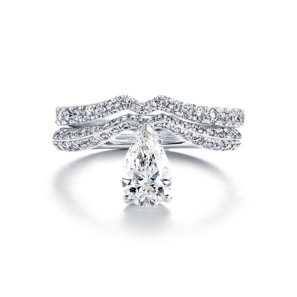 Thumbnail: Monogramme d'Amour | M-shaped Curve Engagement & Wedding Ring Set |18KWhiteGold