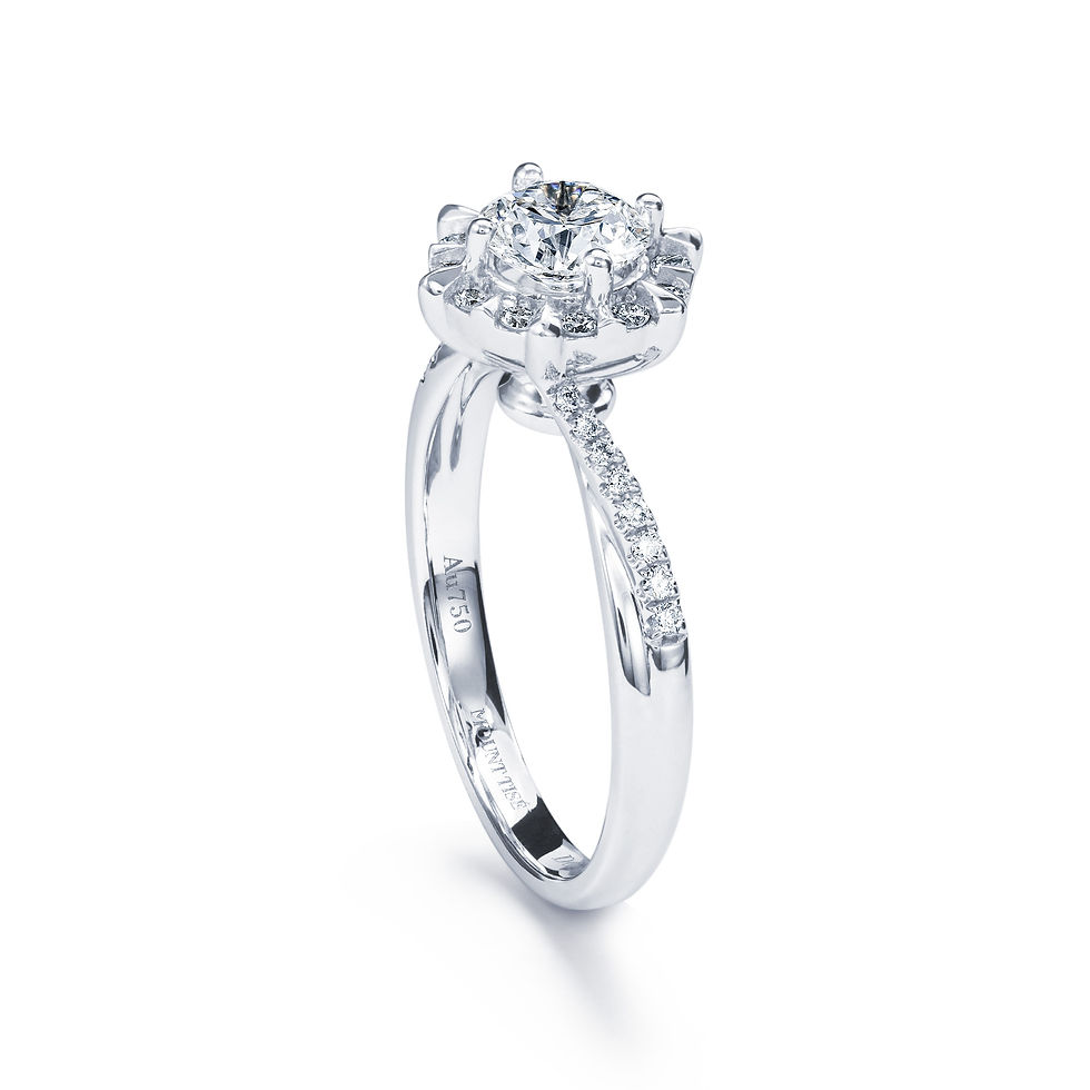 Thumbnail: Floral Halo Round Natural/Lab Diamond Infinity Engagement Ring | White Gold
