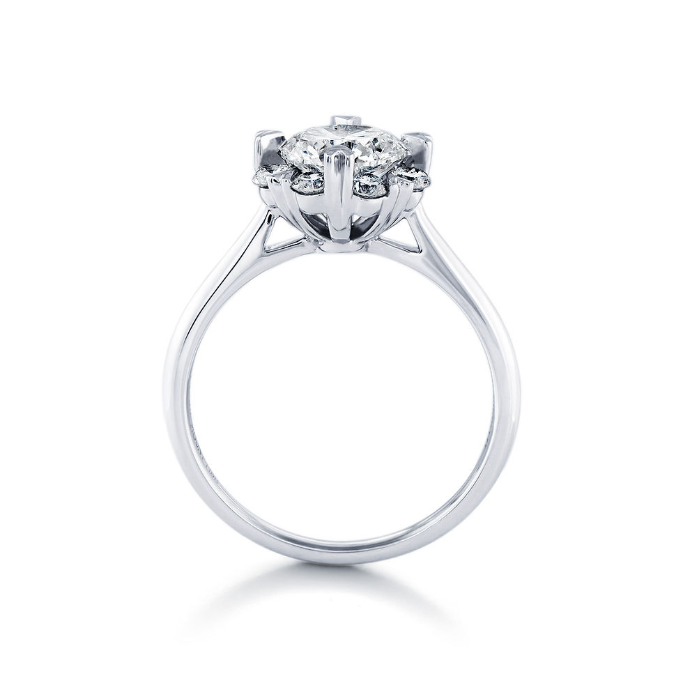 Thumbnail: Floral Natural/Lab-Grown Diamond Engagement Ring with Heart Prongs