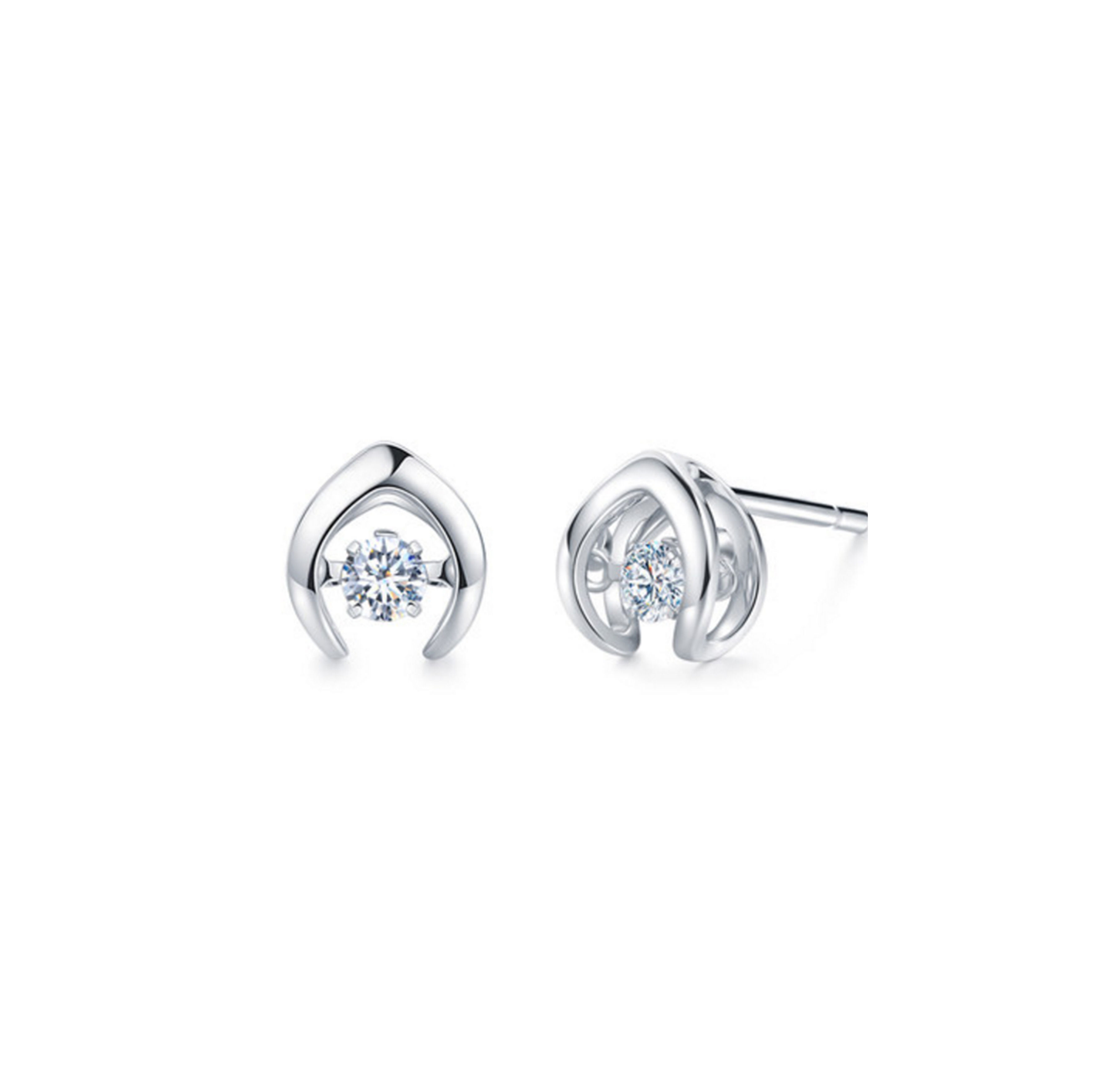 4 Prong Solitaire Diamond Inverted U Stud Earrings