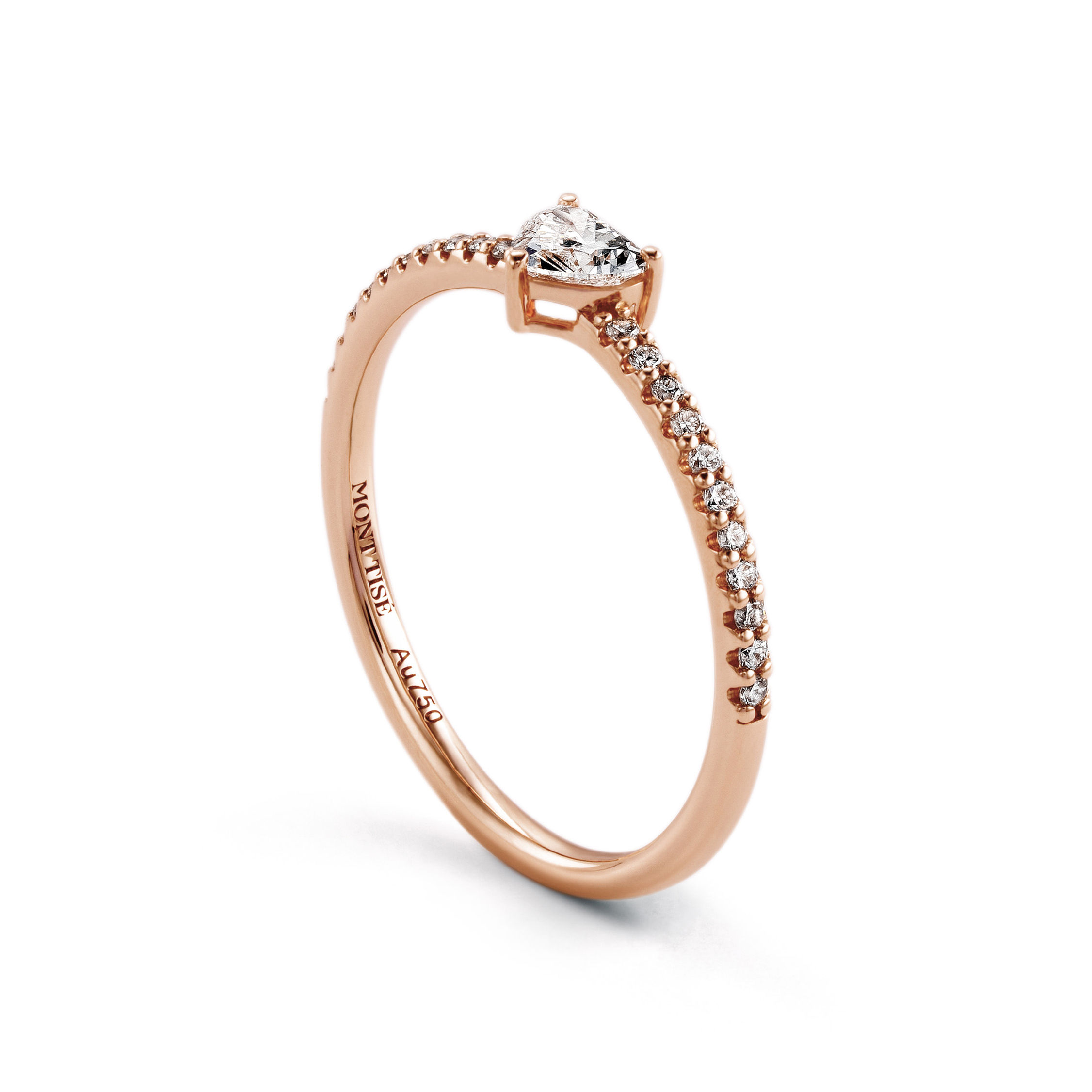 Dainty Heart Shaped Natural/Lab Diamond Pavé Band Engagement Ring | Rose Gold