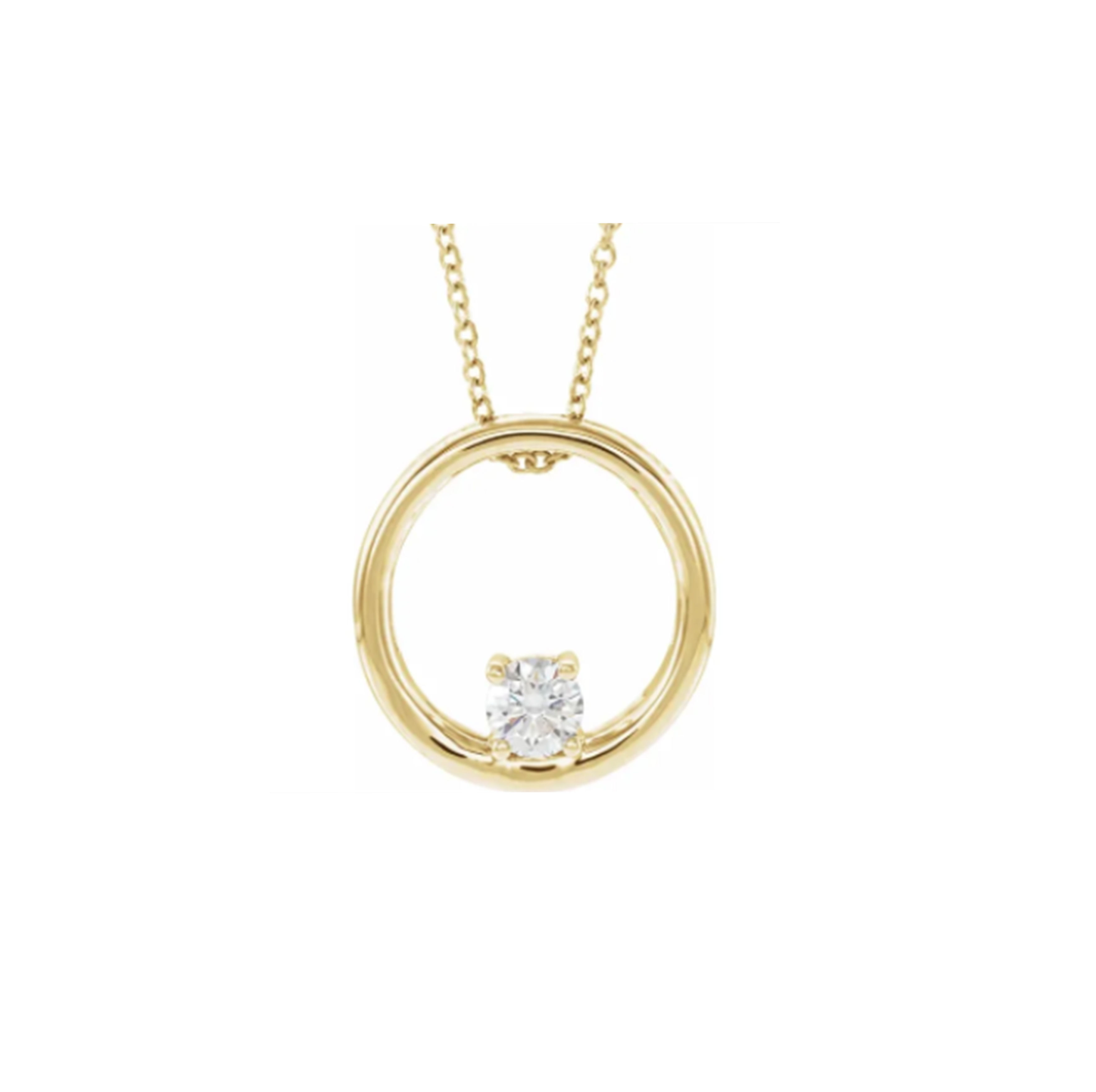 Floating Solitaire Diamond Circle Pendant
