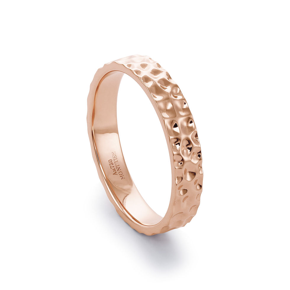 Thumbnail: Le Ruisseau Doré | Hammered Texture Men's Wedding Band | 18k Rose Gold