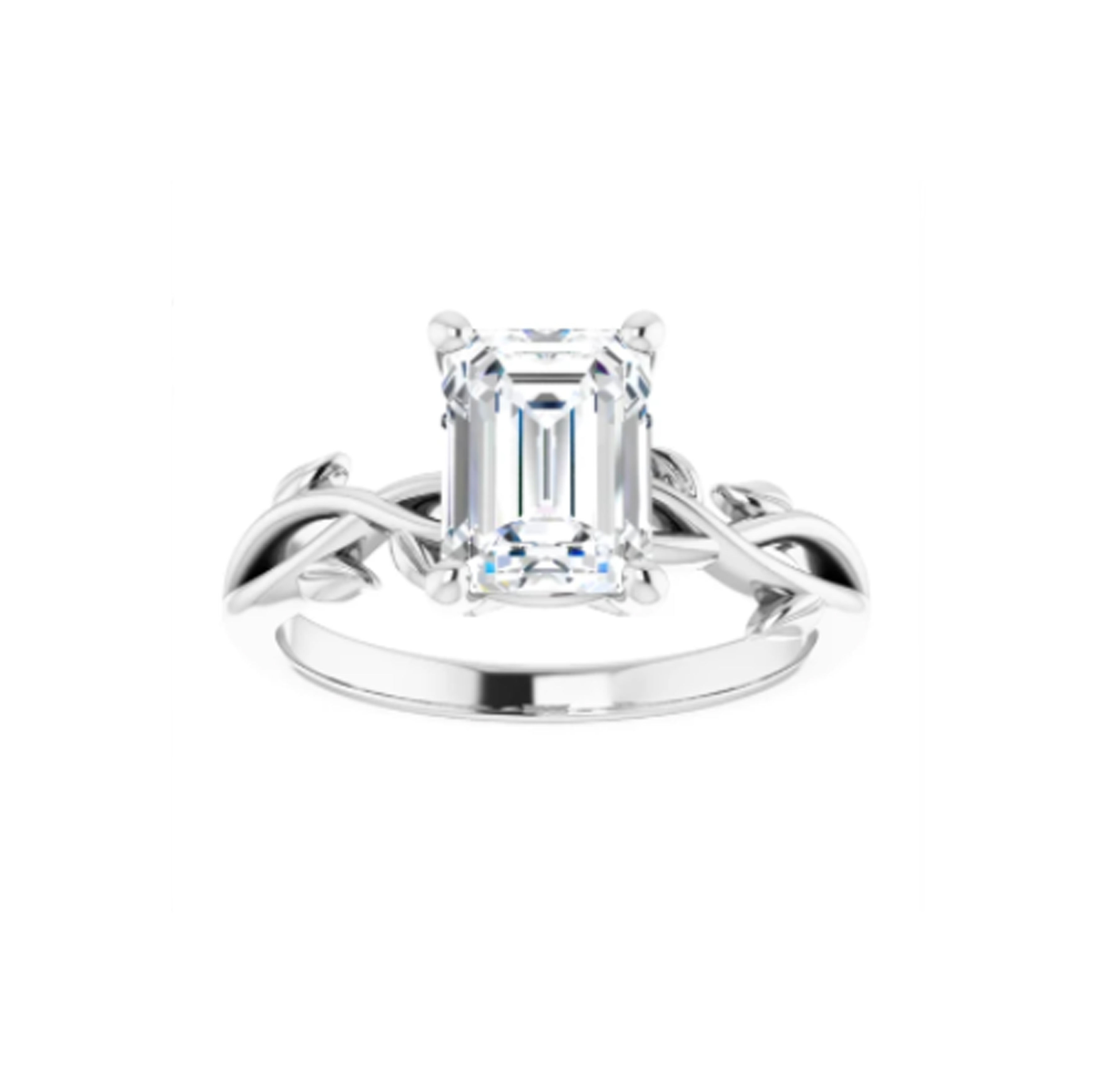 葉狀自然弧線單鑽戒指