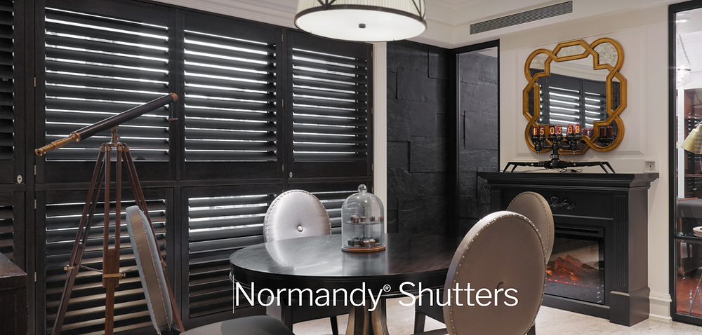 Normandy Shutters Black in Dining Room Area