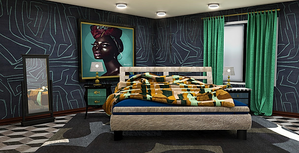 3D Image of Eclectic Master Bedroom