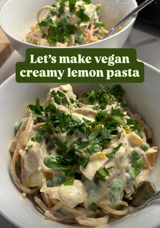 two bowls of creamy lemon pasta