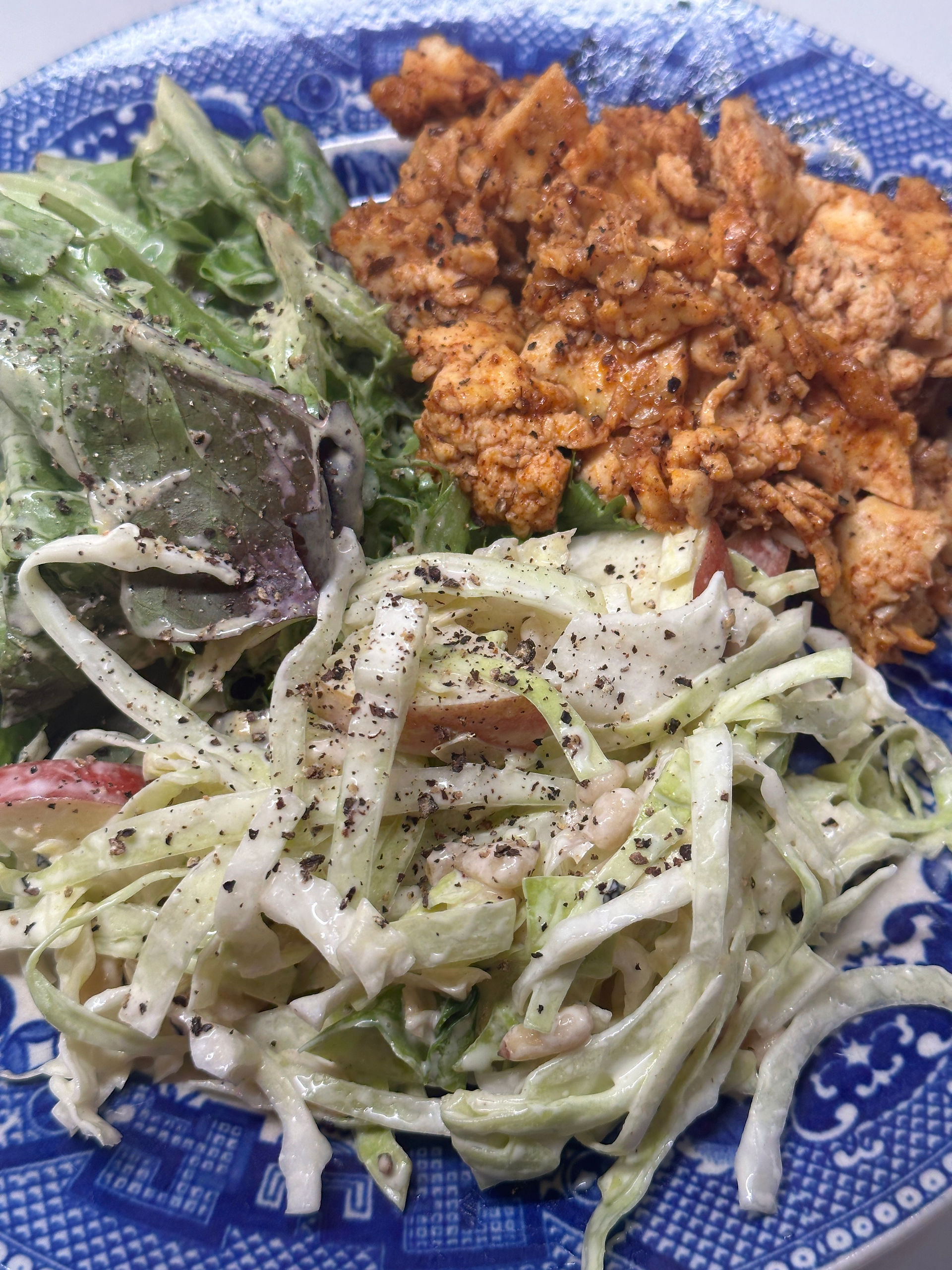 BBQ tofu, slaw, salad