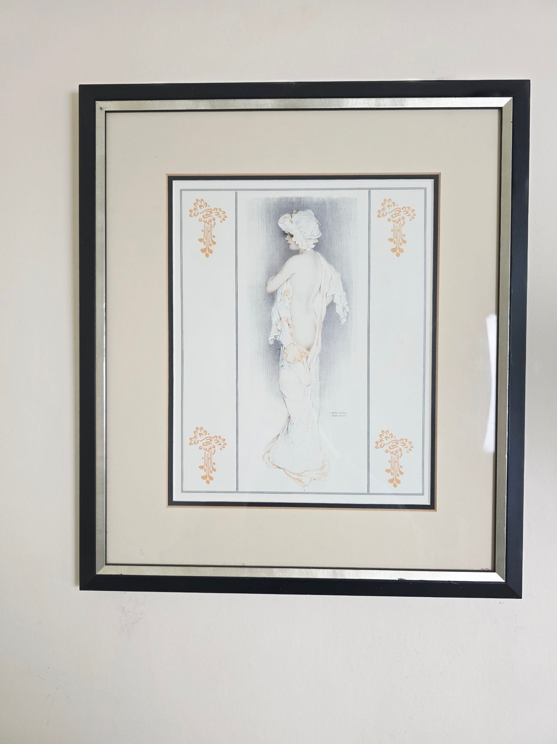 Raphael Kirchner Signed Antique Print Art Deco Glamour Fashion Portrait Framed