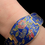 Thumbnail: Vintage 1980s Cloisonné Floral Bangle | Blue Enamel Gold Plated Hinged Bracelet