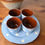 Thumbnail: Torquay Pottery Polka Dot Egg Cup Set with Tray Retro Liqueur Cups Devon