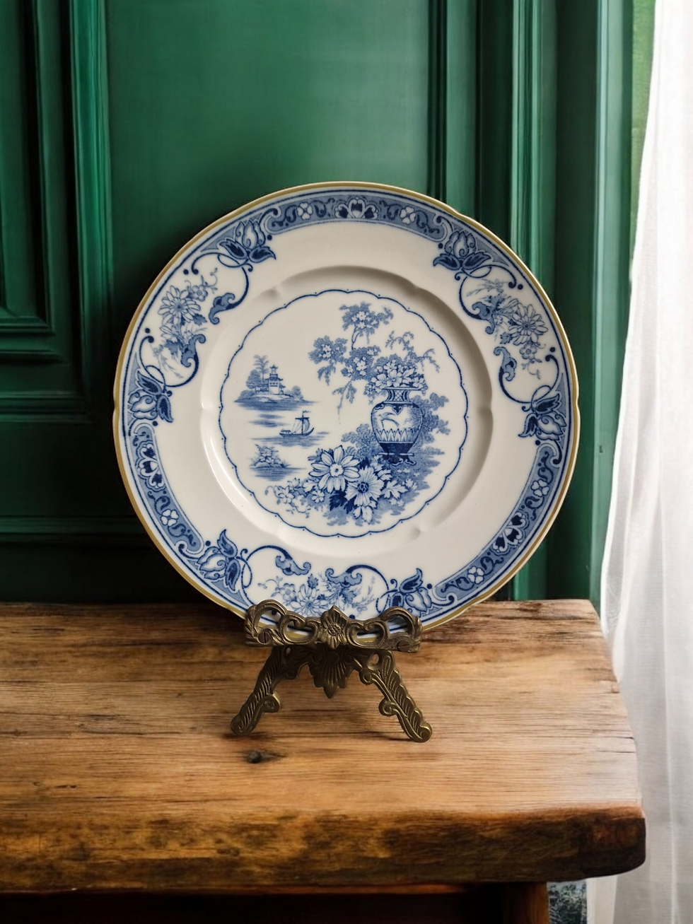 Grindley "Chelsea Ivory" Blue & White Dinner Plate C1925