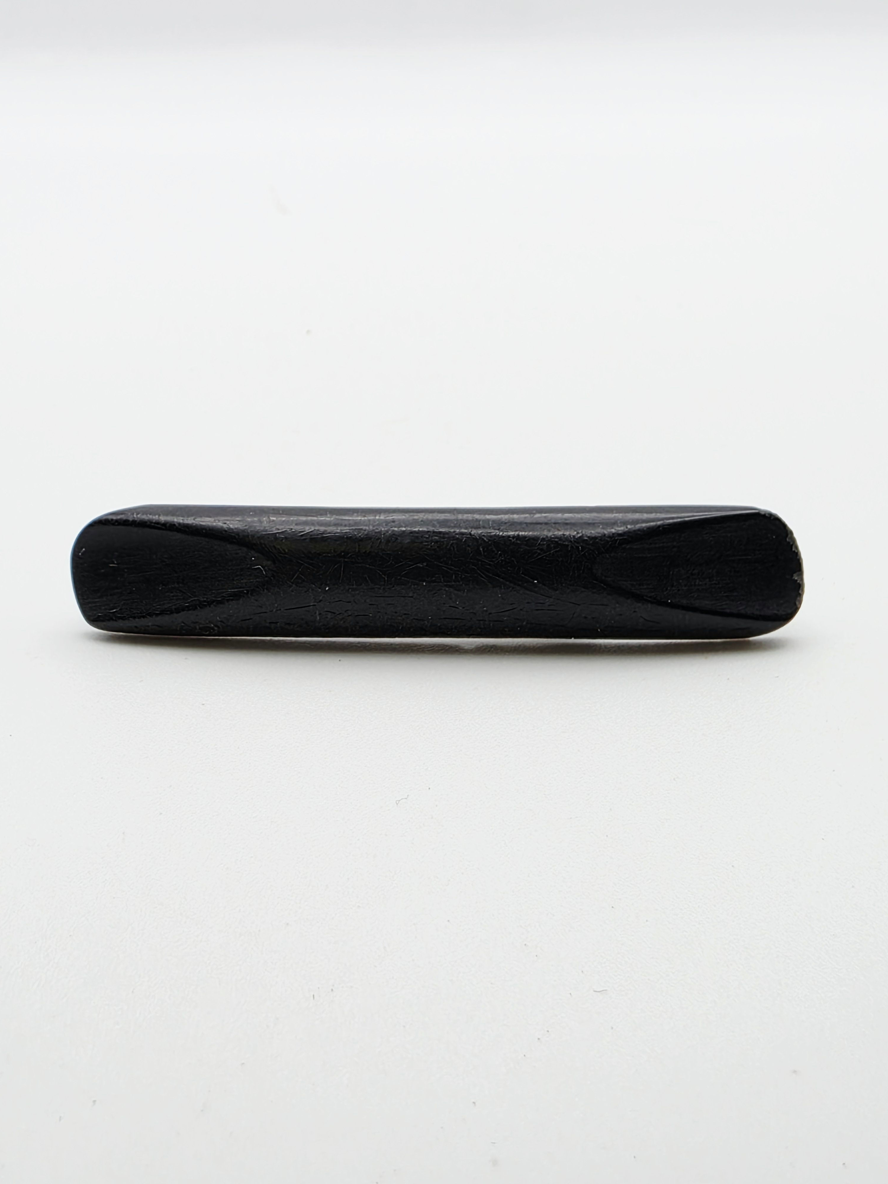 Antique C1870 Victorian Vulcanite Bar Brooch Pin Black Mourning Jewellery 7cm