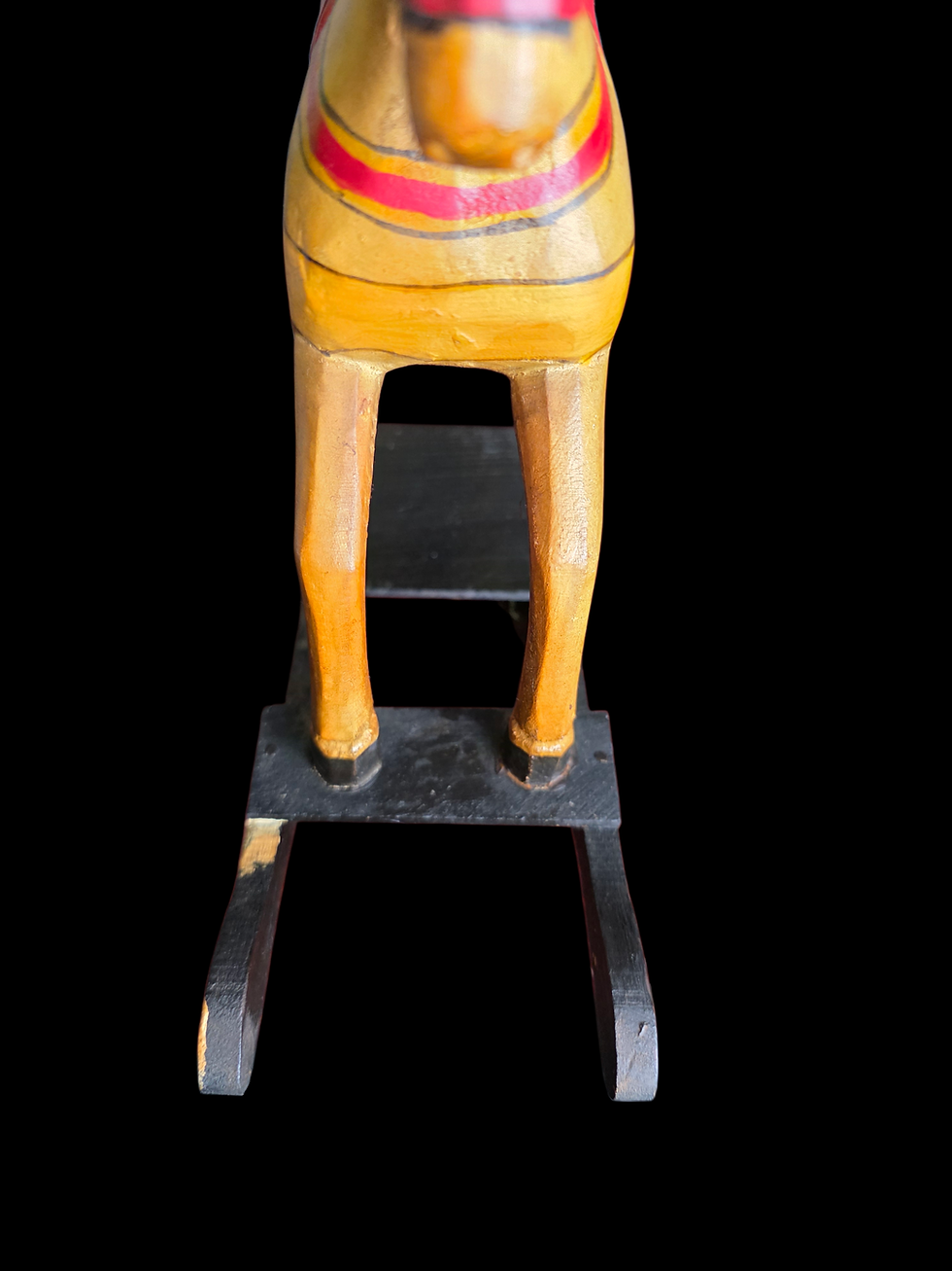 Thumbnail: Vintage Wooden Rocking Horse 26cm Hand Painted Folk Art Nursery Decor MidCentury